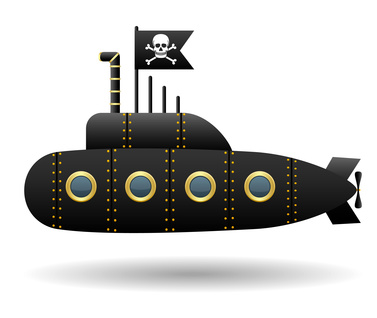 Black pirate submarine
